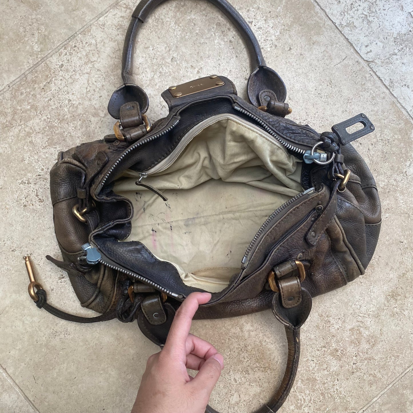 Chloe 2005 distressed brown paddington