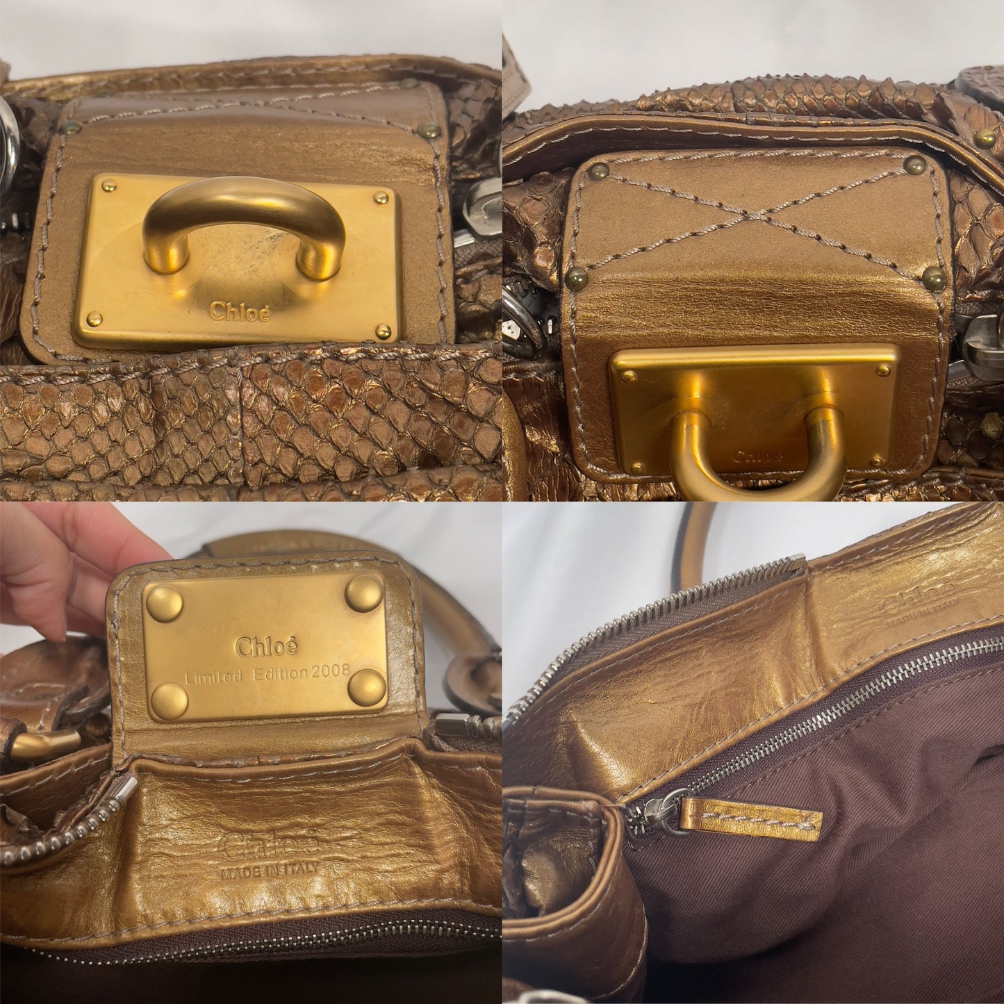 Chloé 2008 limited edition python paddington gold