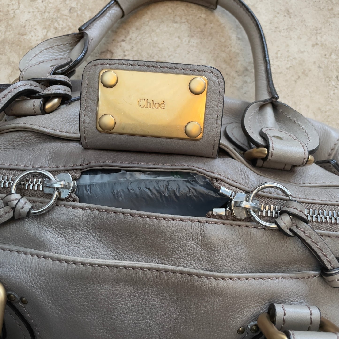 Chloé Paddington 2007 light grey with gold hardware