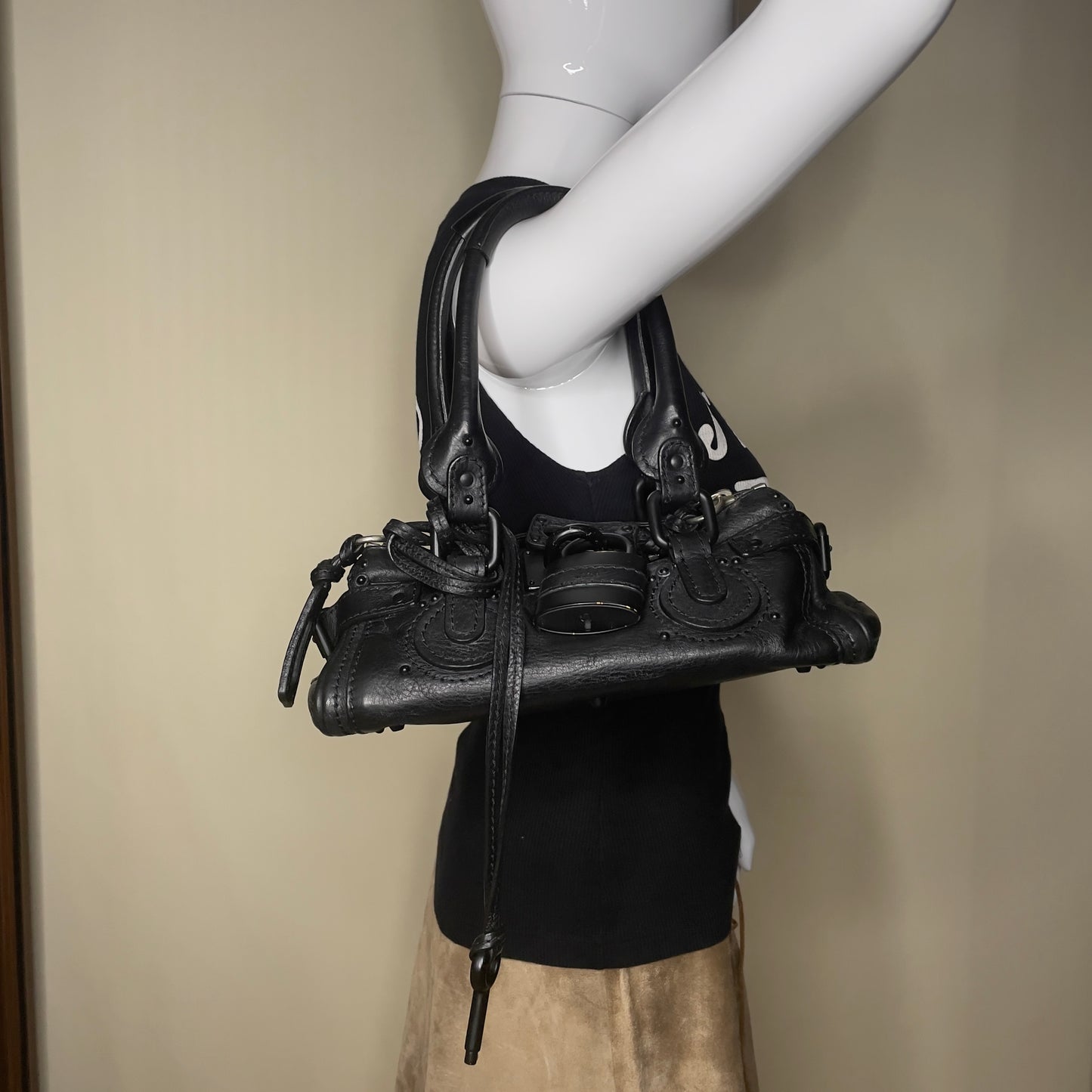 Chloé 2008 mini Paddington in black with black matte hardware