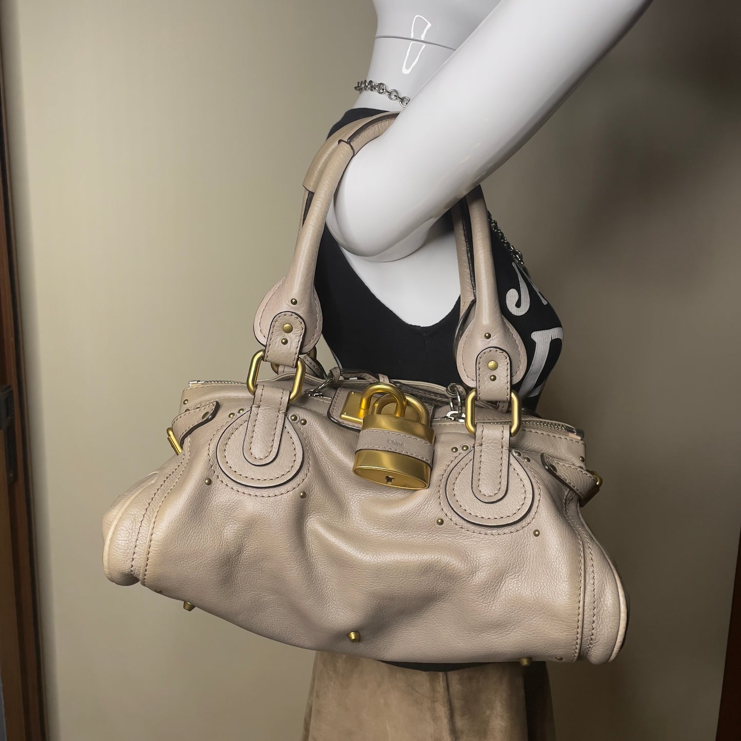 Chloé Paddington 2007 light grey with gold hardware