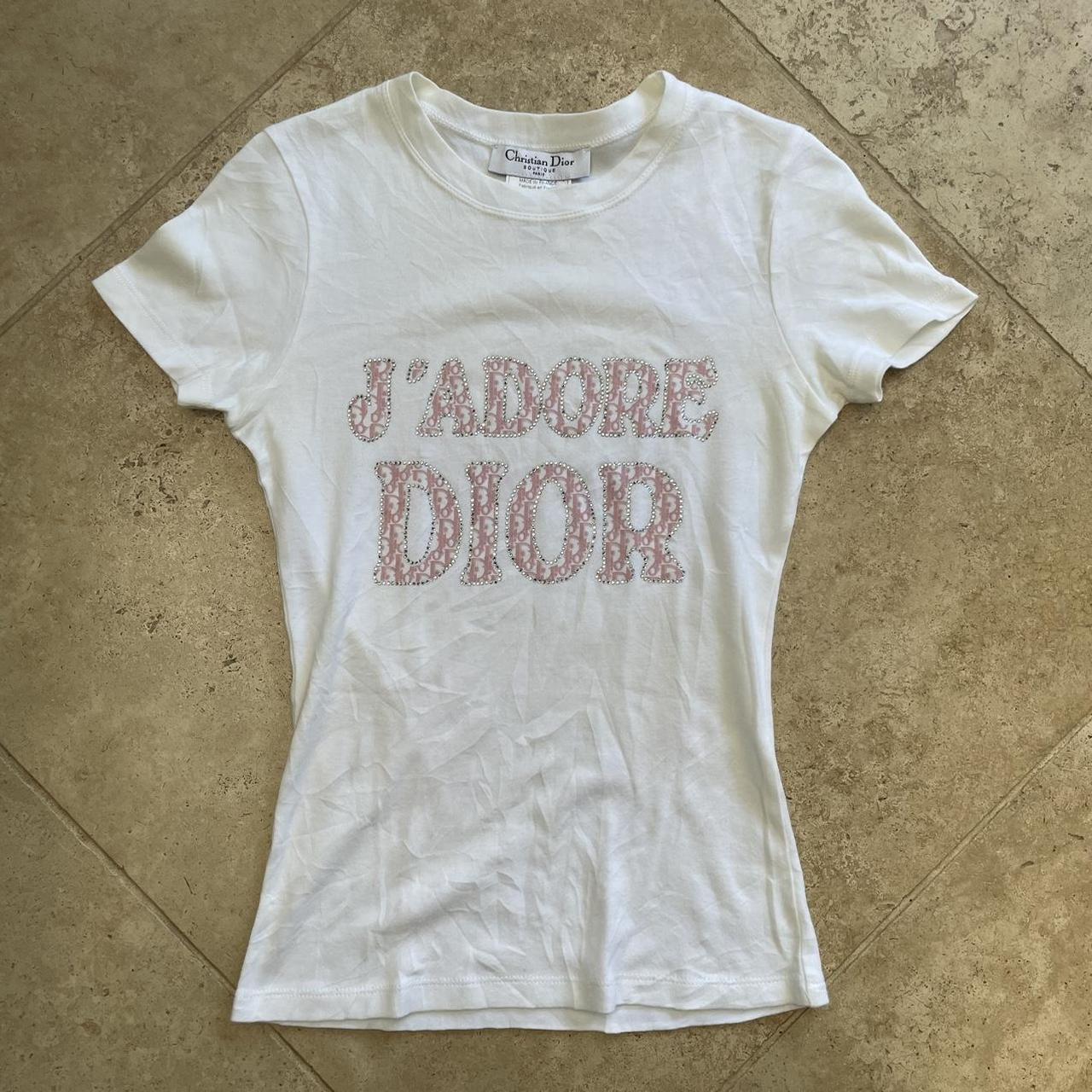 Dior "J’adore Dior" pink bedazzled trotter shirt (S)