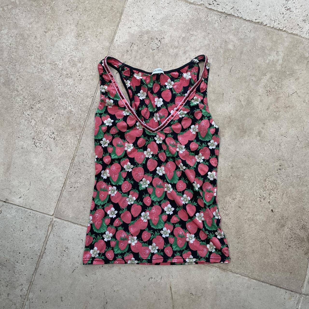 Dolce and Gabbana D&G strawberry v-neck top (S)