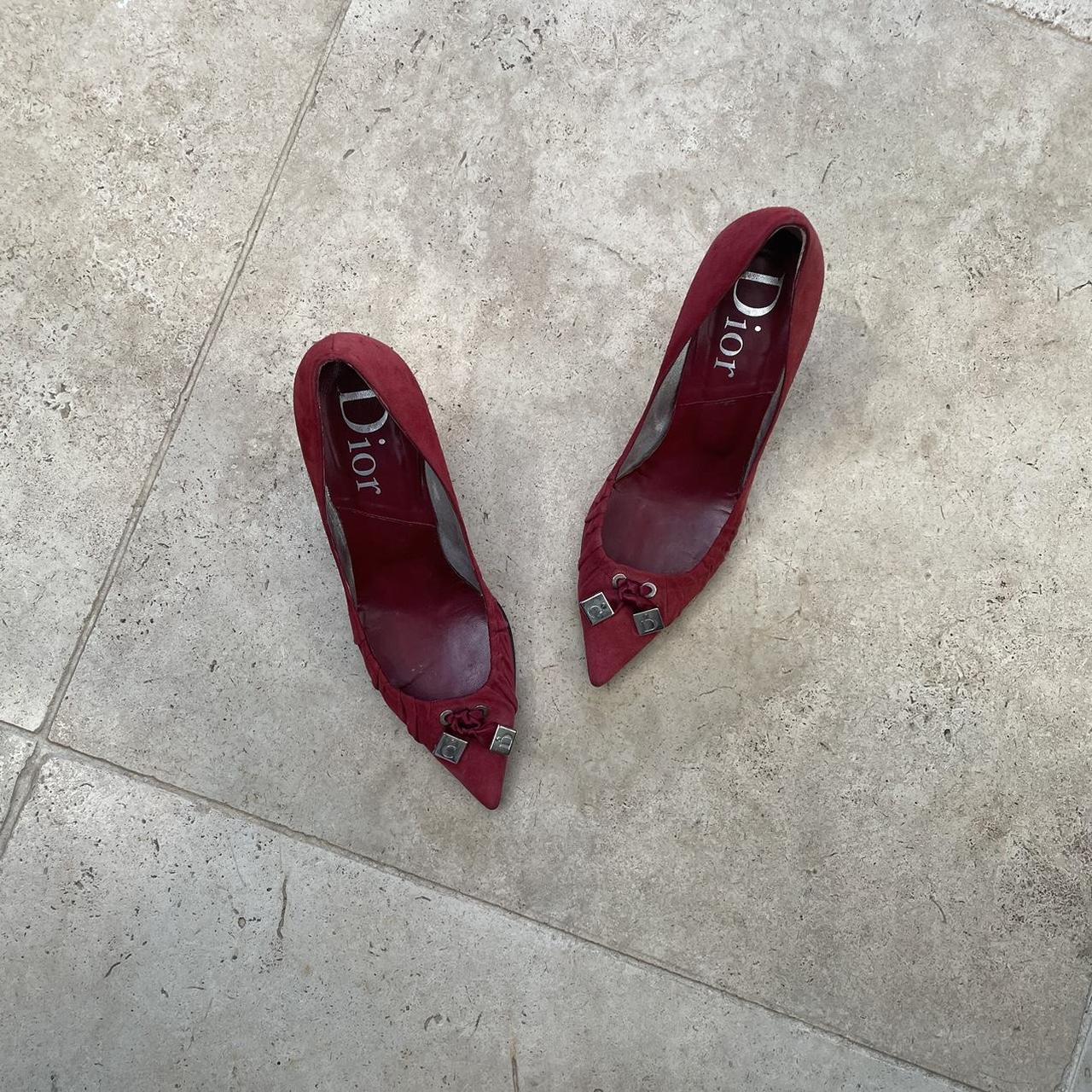 Dior suede dice bow heels in red (EU39)
