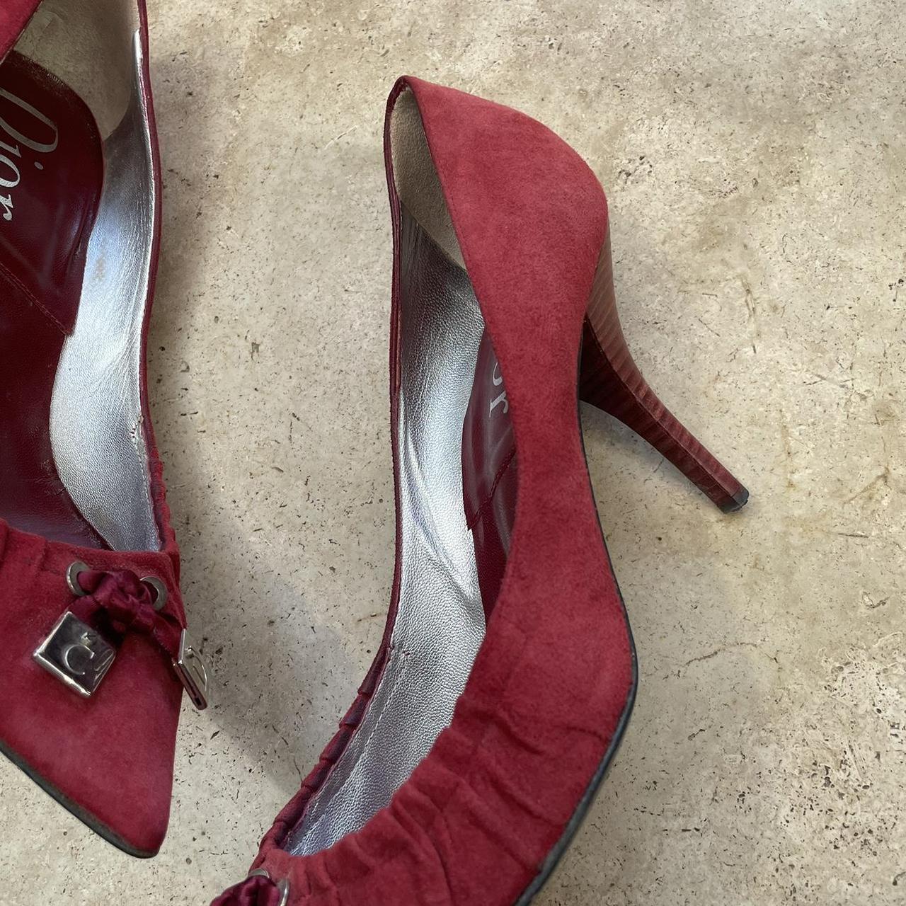 Dior suede dice bow heels in red (EU39)