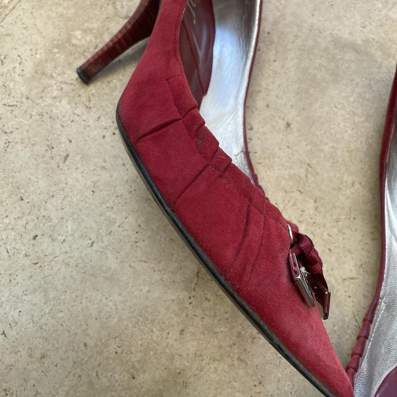 Dior suede dice bow heels in red (EU39)
