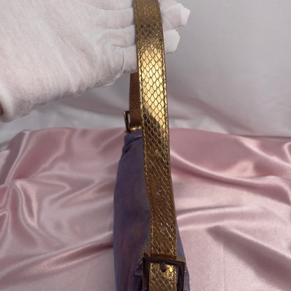 Fendi iridescent suede baguette with stone zucca