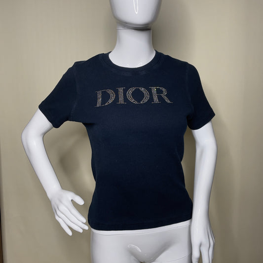 DIOR JOHN GALLIANO Swarovski namesake ribbed top