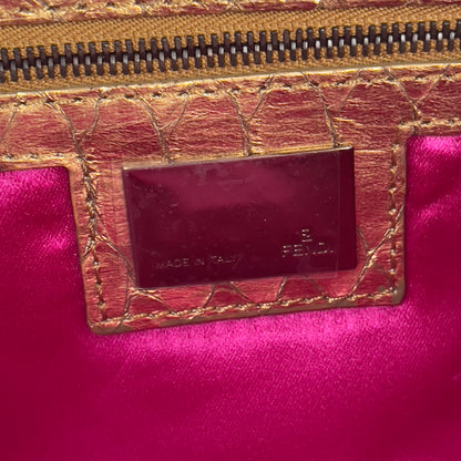 Fendi iridescent suede baguette with stone zucca