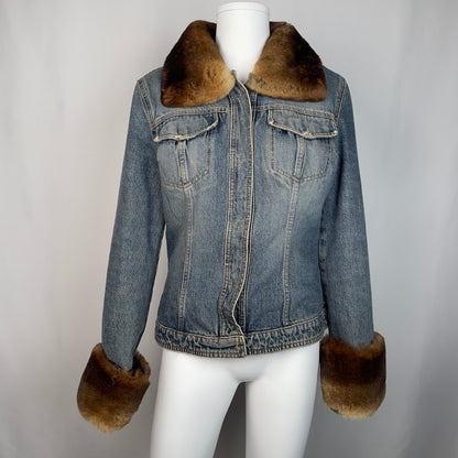Dolce Gabbana 90's denim jacket with fur (S)