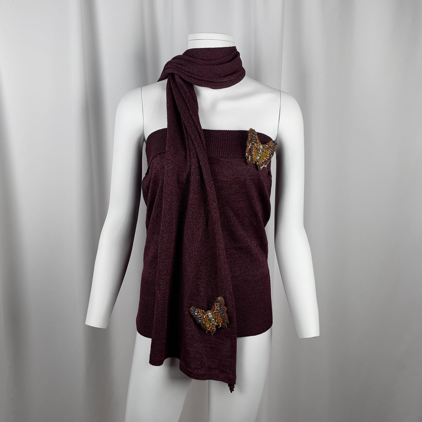 Chloé butterfly lurex knit bandeau top and scarf ensemble