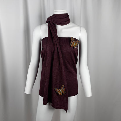 Chloé butterfly lurex knit bandeau top and scarf ensemble