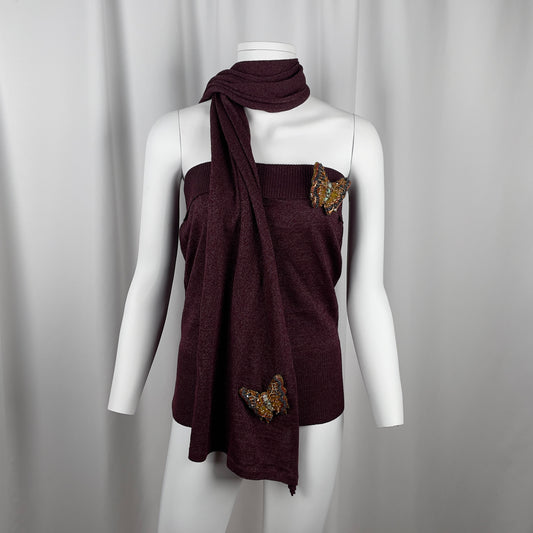 Chloé butterfly lurex knit bandeau top and scarf ensemble