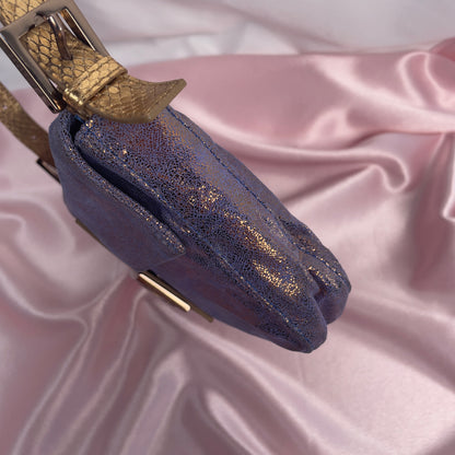 Fendi iridescent suede baguette with stone zucca