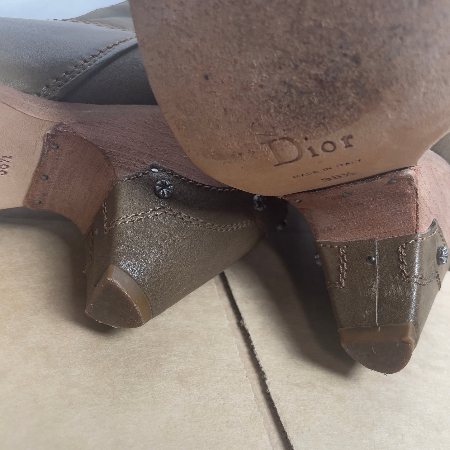 Dior girly cowboy khaki boots 38 1/2 EU