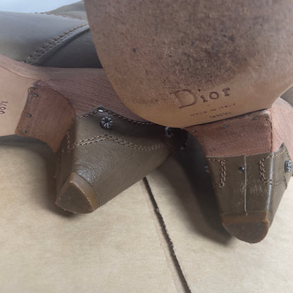 Dior girly cowboy khaki boots 38 1/2 EU