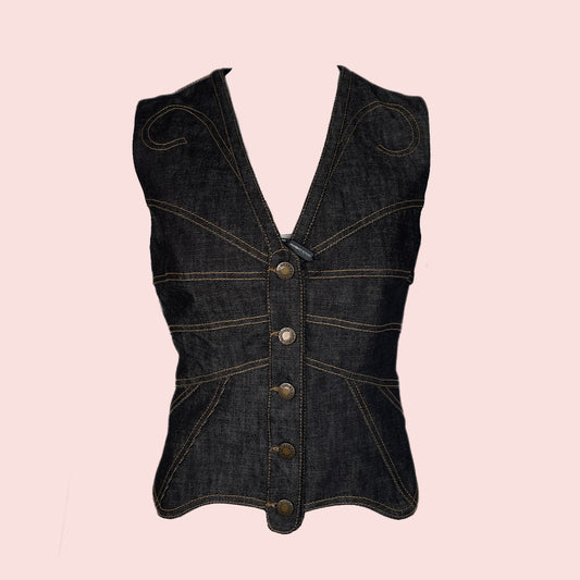DOLCE & GABBANA S/S 2002 butterfly vest with suede lacing BNWT