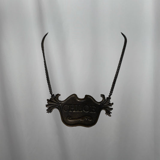 CHLOE FW 2001 License plate statement necklace