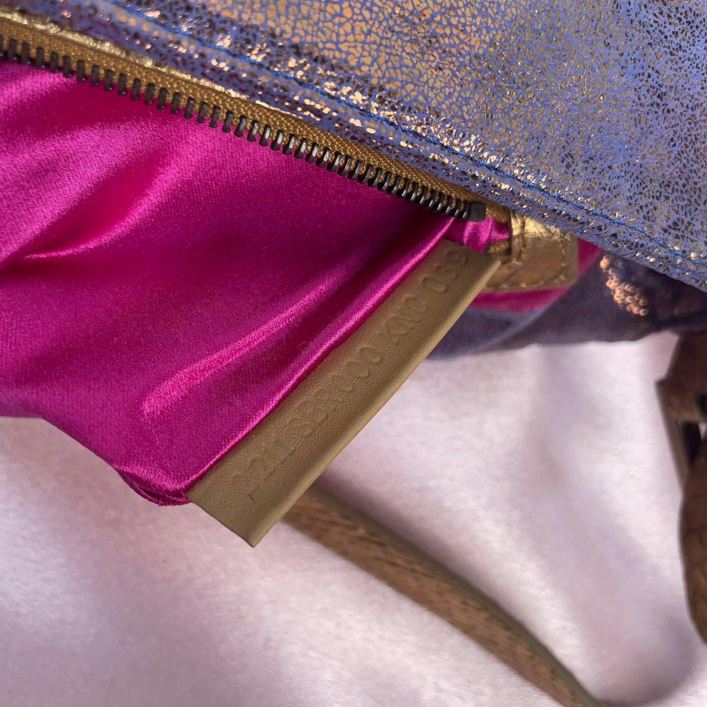 Fendi iridescent suede baguette with stone zucca