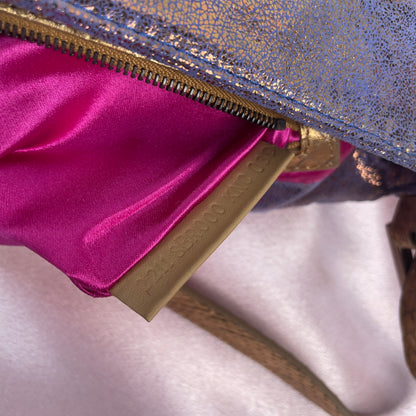 Fendi iridescent suede baguette with stone zucca