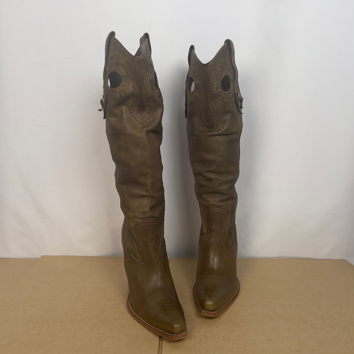 Dior girly cowboy khaki boots 38 1/2 EU