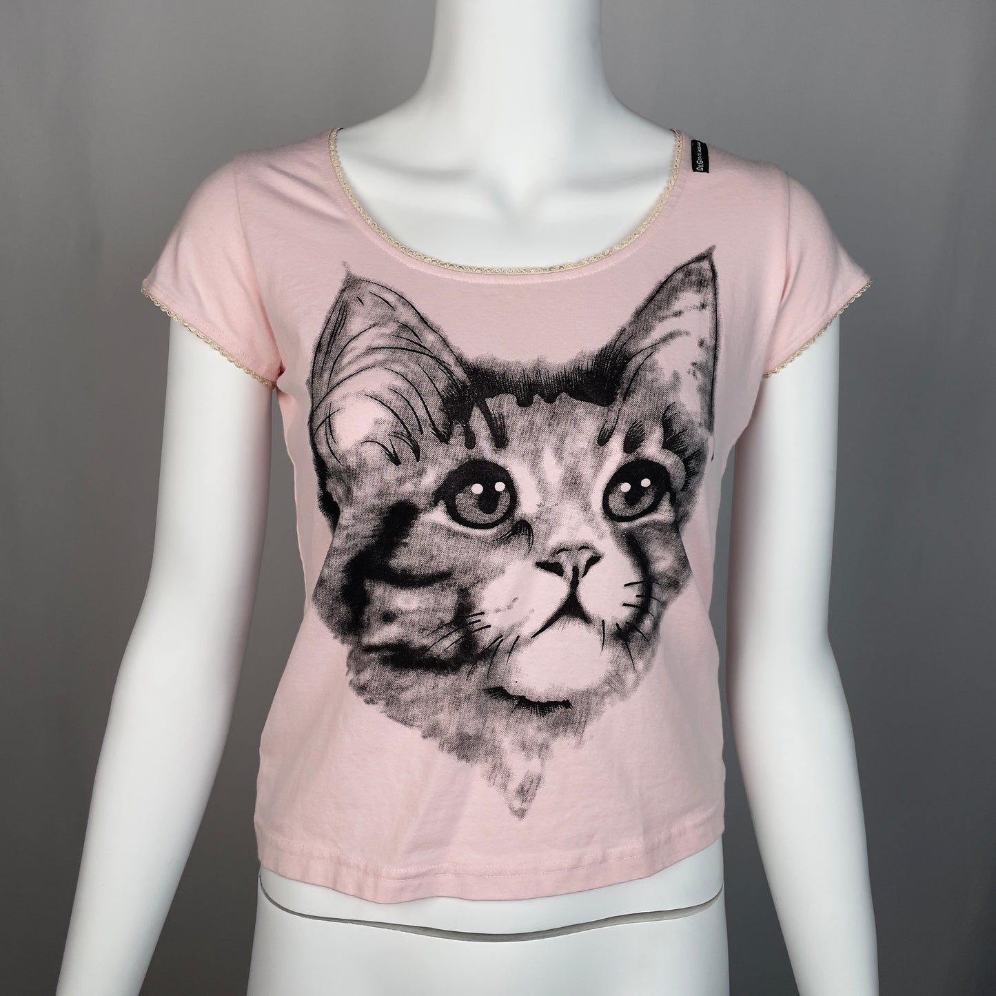 Dolce and Gabbana D&G Cat shirt with lace trim (M)