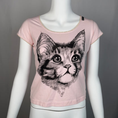 Dolce and Gabbana D&G Cat shirt with lace trim (M)