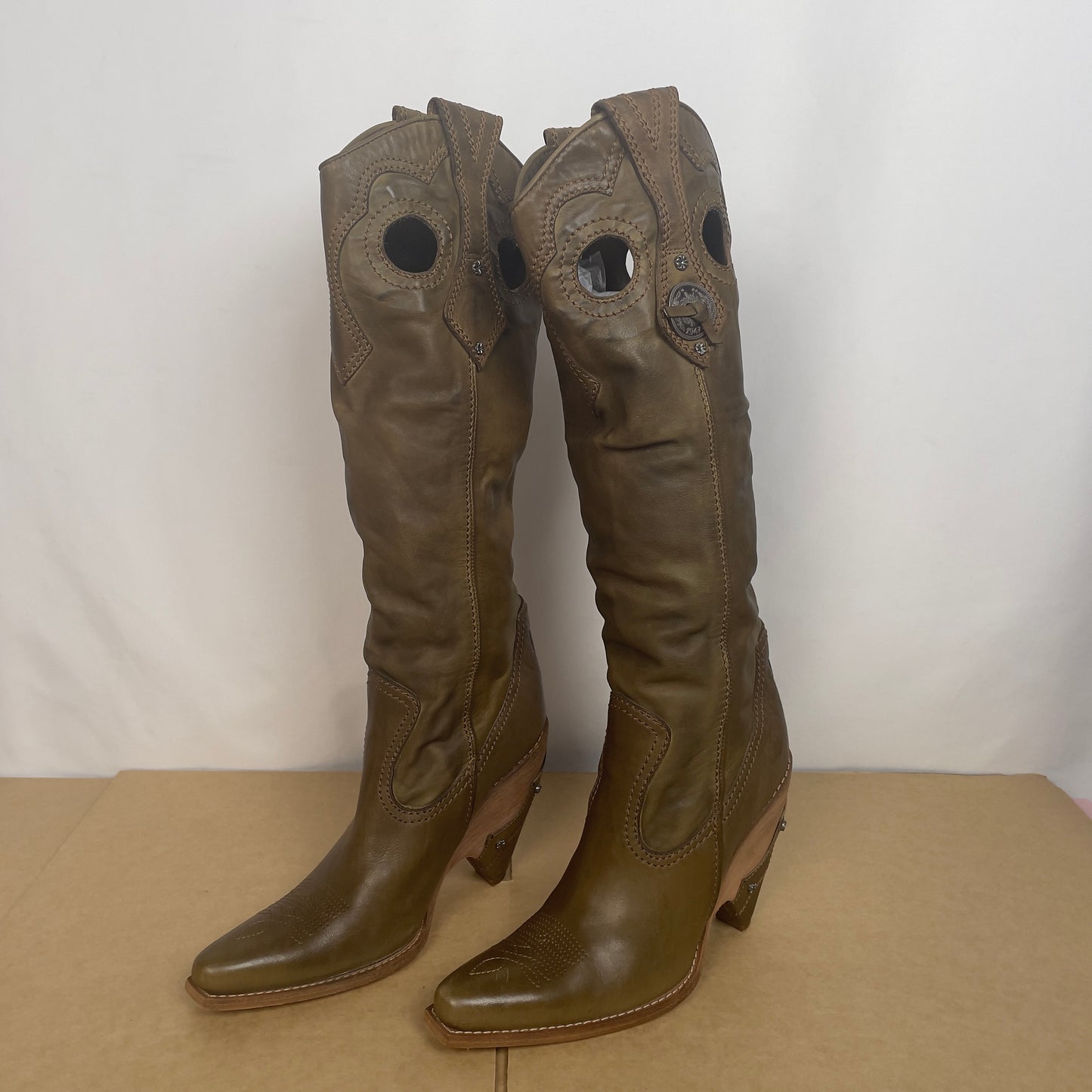 Dior girly cowboy khaki boots 38 1/2 EU