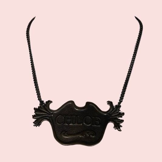CHLOE FW 2001 License plate statement necklace
