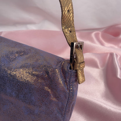 Fendi iridescent suede baguette with stone zucca