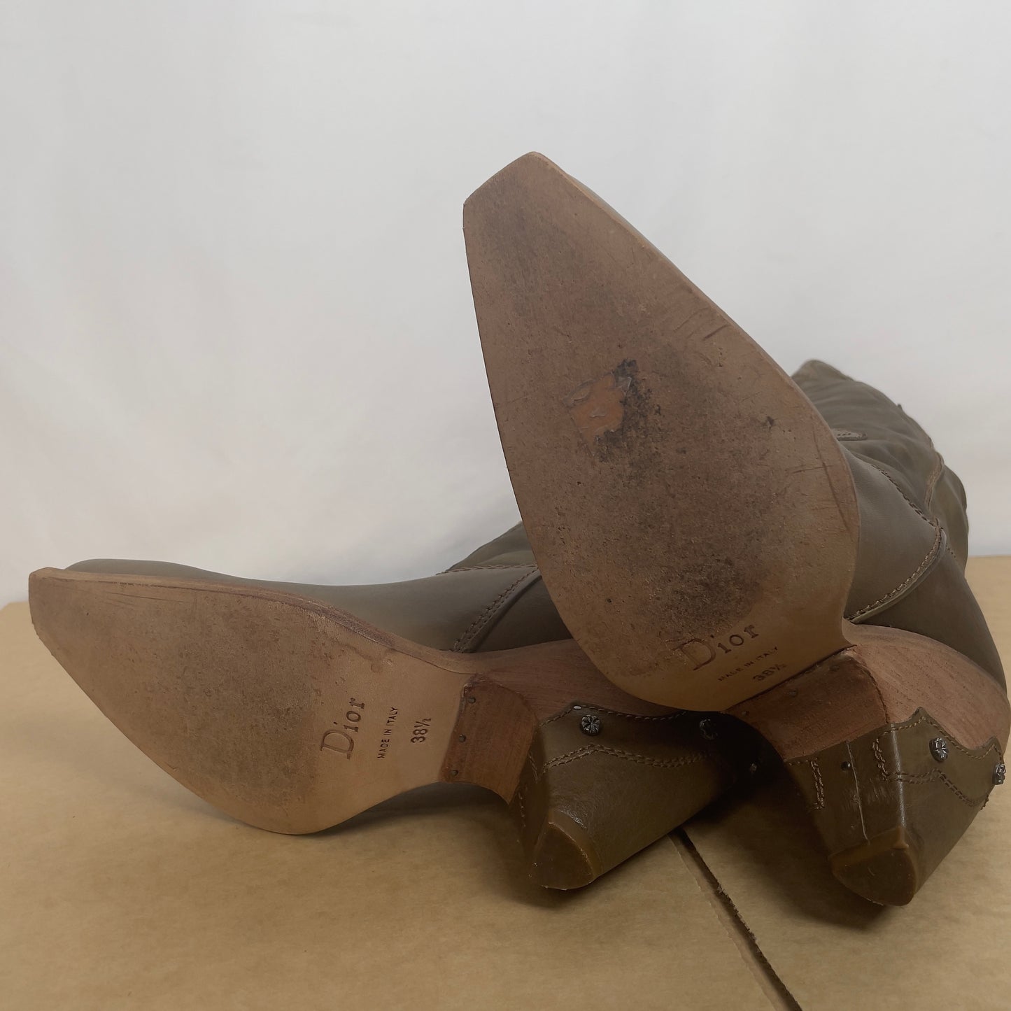Dior girly cowboy khaki boots 38 1/2 EU
