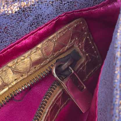 Fendi iridescent suede baguette with stone zucca