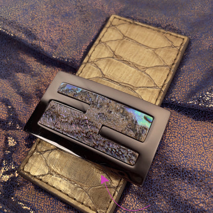 Fendi iridescent suede baguette with stone zucca