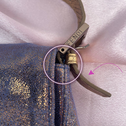 Fendi iridescent suede baguette with stone zucca