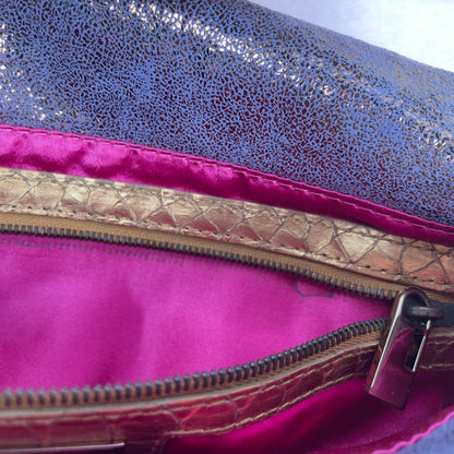 Fendi iridescent suede baguette with stone zucca