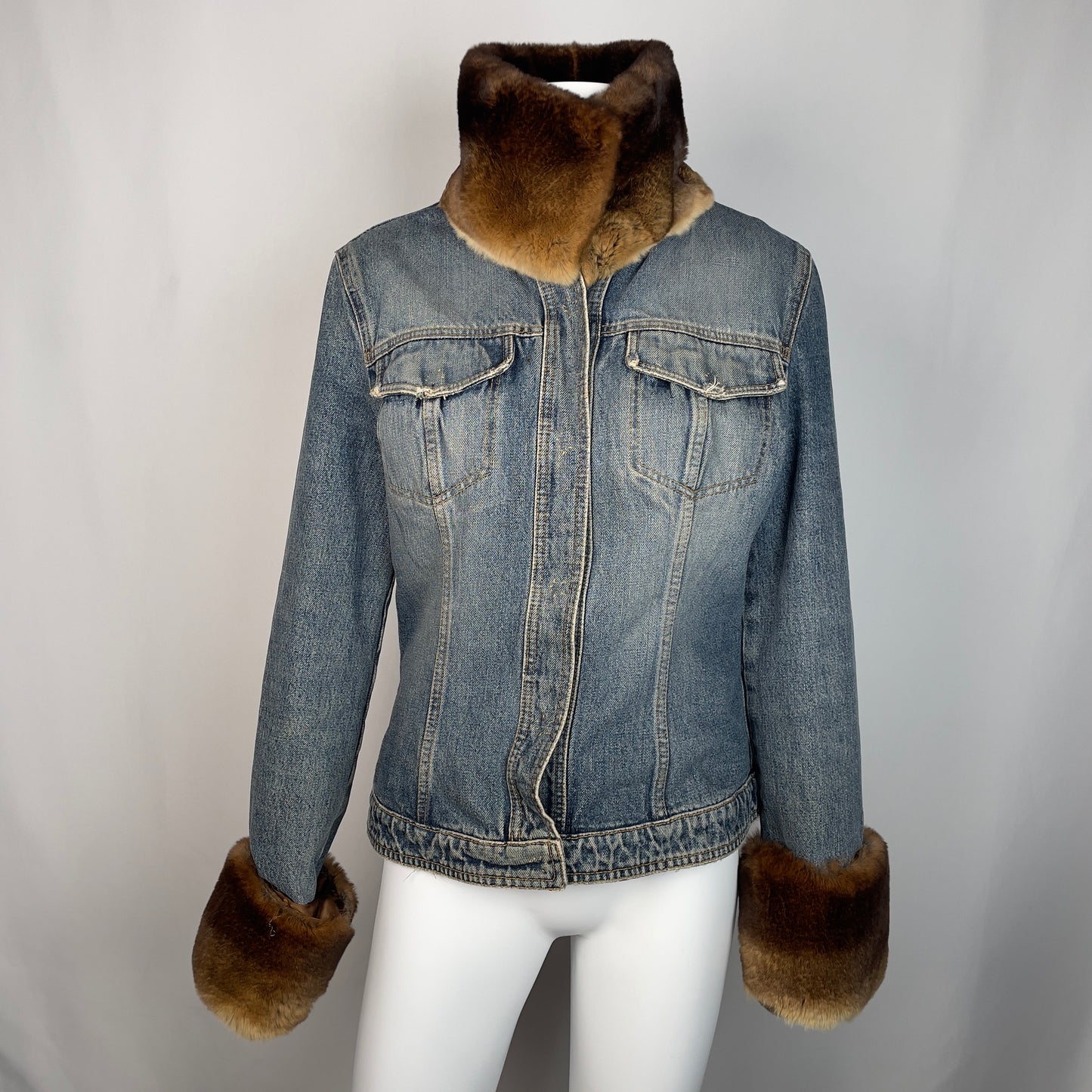 Dolce Gabbana 90's denim jacket with fur (S)