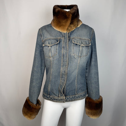 Dolce Gabbana 90's denim jacket with fur (S)