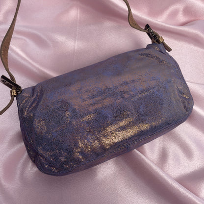 Fendi iridescent suede baguette with stone zucca