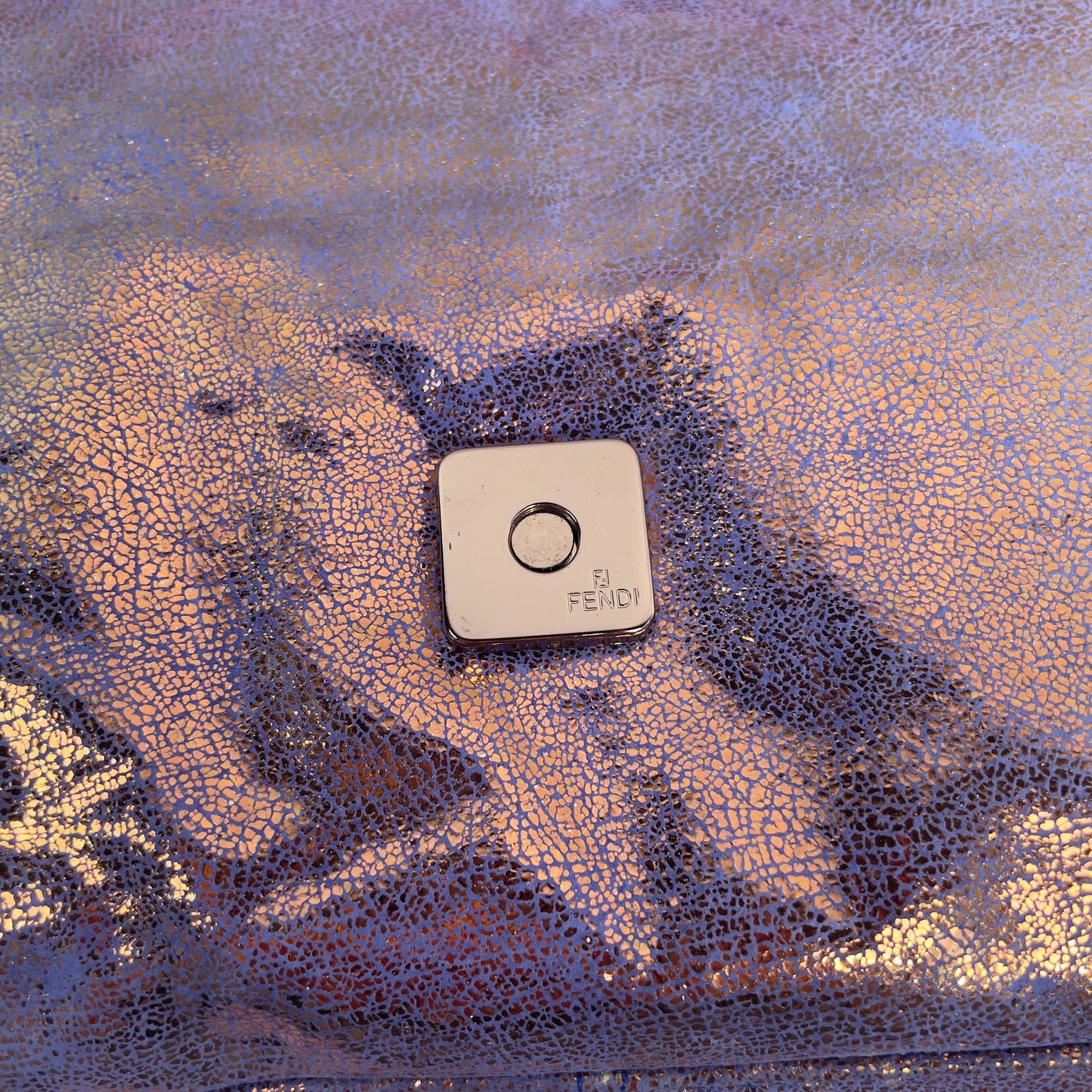 Fendi iridescent suede baguette with stone zucca