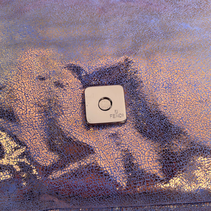Fendi iridescent suede baguette with stone zucca