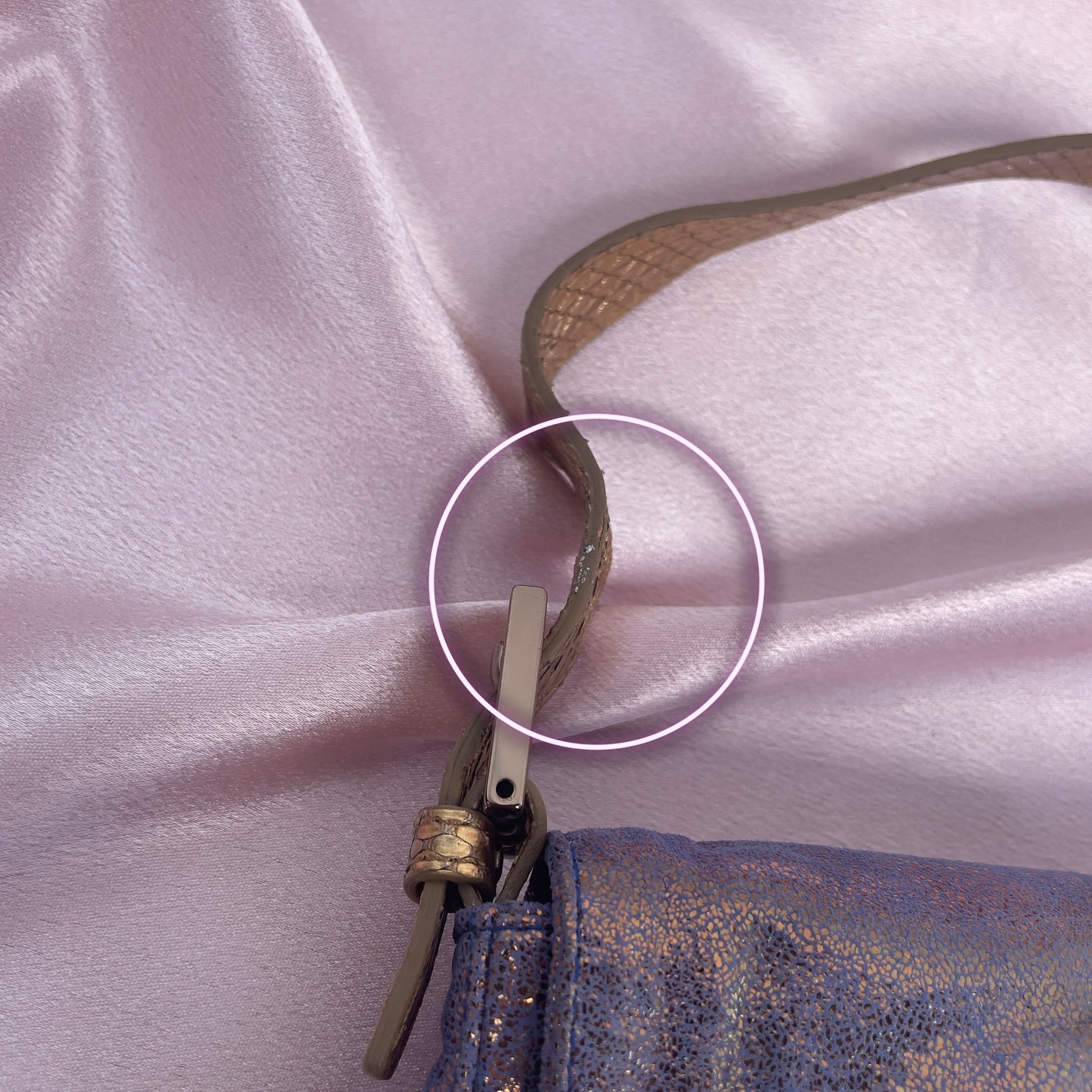 Fendi iridescent suede baguette with stone zucca