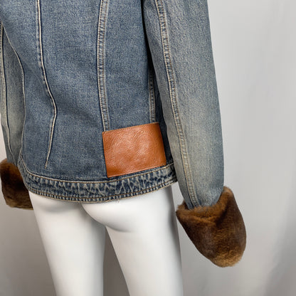 Dolce Gabbana 90's denim jacket with fur (S)