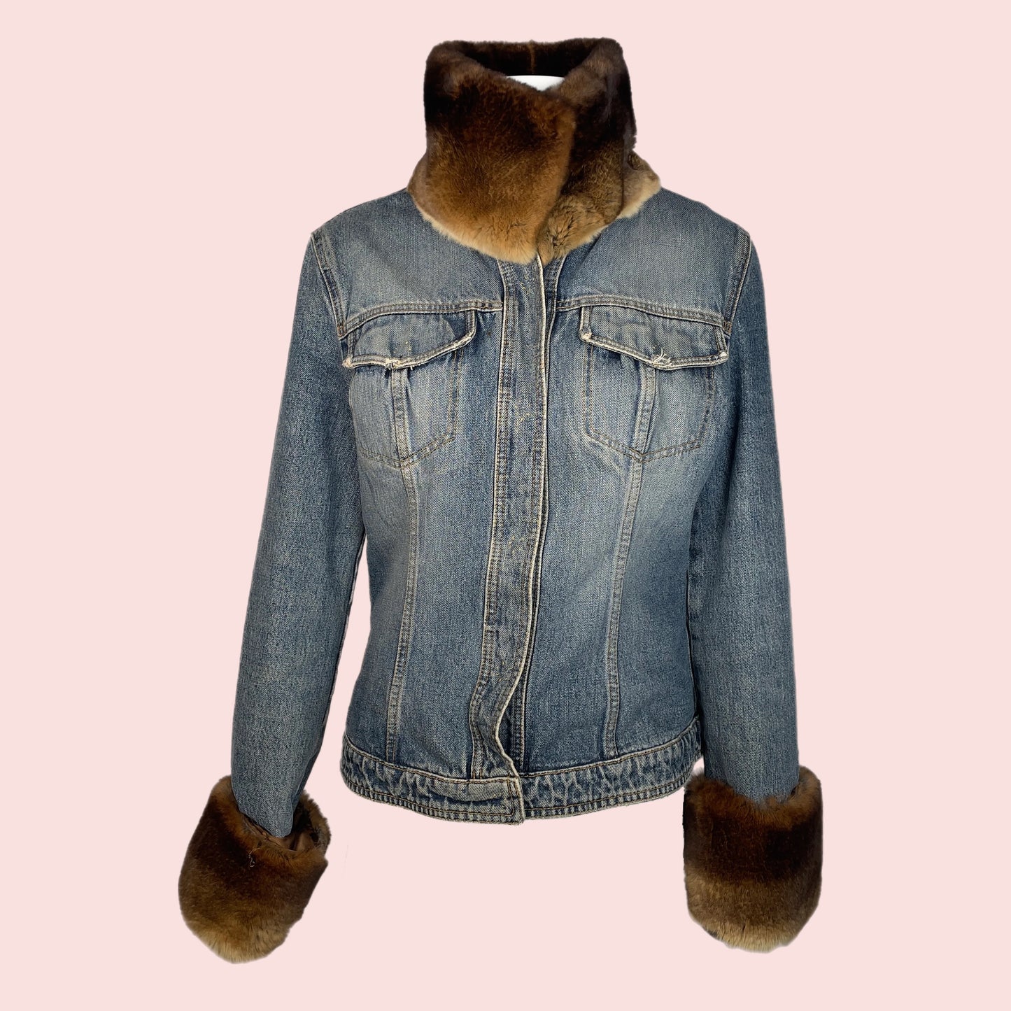 Dolce Gabbana 90's denim jacket with fur (S)