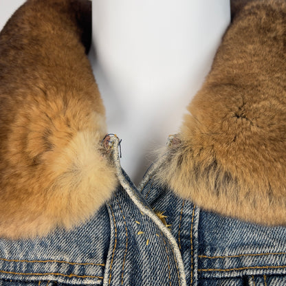 Dolce Gabbana 90's denim jacket with fur (S)