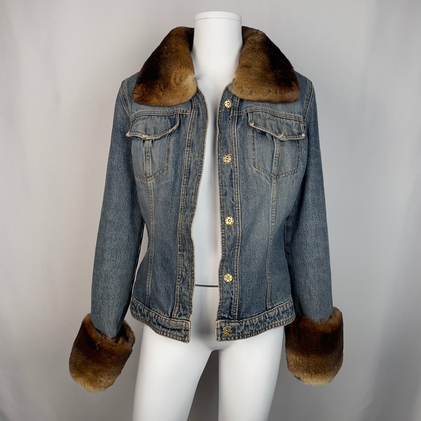Dolce Gabbana 90's denim jacket with fur (S)