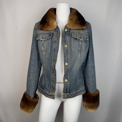 Dolce Gabbana 90's denim jacket with fur (S)