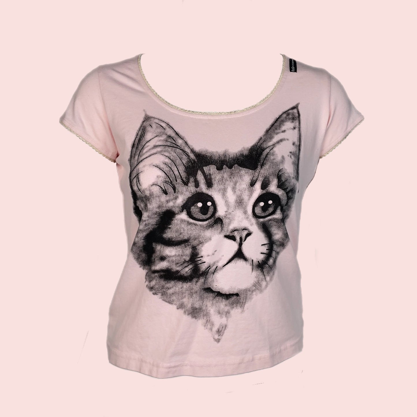 Dolce and Gabbana D&G Cat shirt with lace trim (M)