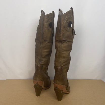 Dior girly cowboy khaki boots 38 1/2 EU