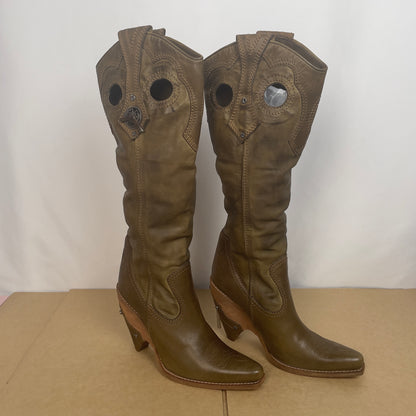 Dior girly cowboy khaki boots 38 1/2 EU