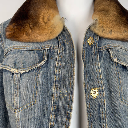 Dolce Gabbana 90's denim jacket with fur (S)